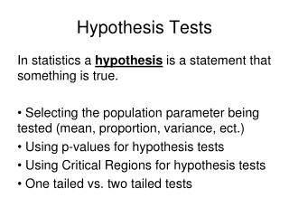 Hypothesis Tests