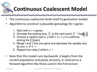 Continuous Coalescent Model