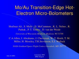 Mo/Au Transition-Edge Hot-Electron Micro-Bolometers