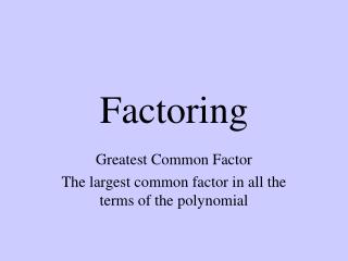 Factoring