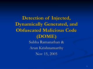 Detection of Injected, Dynamically Generated, and Obfuscated Malicious Code (DOME)