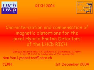 Ann.Van.Lysebetten@cern.ch CERN			 1st December 2004