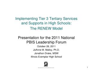Implementing Tier 3 Tertiary Services and Supports in High Schools: The RENEW Model