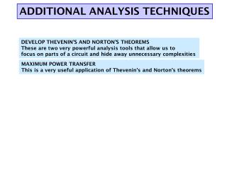 ADDITIONAL ANALYSIS TECHNIQUES