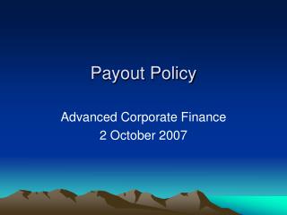 Payout Policy