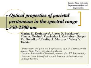 Optical properties of parietal peritoneum in the spectral range 350-2500 nm