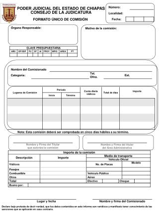 FORMATO ÚNICO DE COMISIÓN