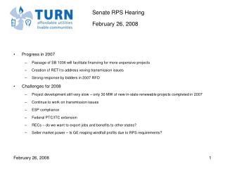 Progress in 2007 Passage of SB 1036 will facilitate financing for more expensive projects