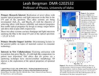 Leah Bergman DMR-1202532 Professor of Physics, University of Idaho