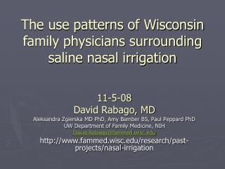 The use patterns of Wisconsin family physicians surrounding saline nasal irrigation