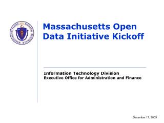 Massachusetts Open Data Initiative Kickoff