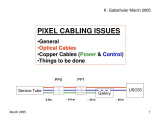 PIXEL CABLING ISSUES General Optical Cables Copper Cables ( Power &amp; Control ) Things to be done