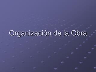 Organización de la Obra