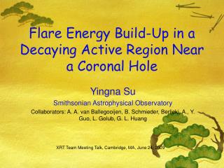 Flare Energy Build-Up in a Decaying Active Region Near a Coronal Hole