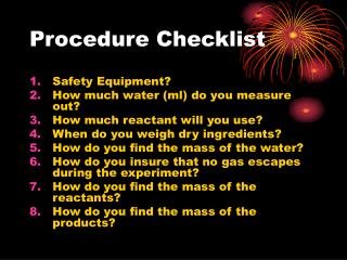 Procedure Checklist