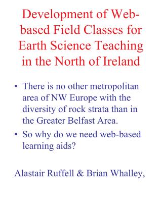 Development of Web-based Field Classes for Earth Science Teaching in the North of Ireland