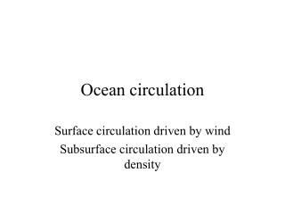 Ocean circulation