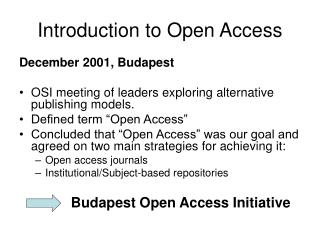 Introduction to Open Access