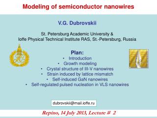 Modeling of semiconductor nanowires