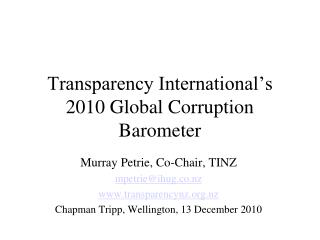 Transparency International’s 2010 Global Corruption Barometer