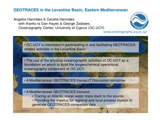 GEOTRACES in the Levantine Basin, Eastern Mediterranean