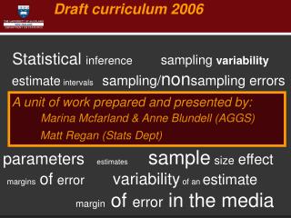 Draft curriculum 2006