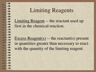 Limiting Reagents