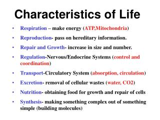 Characteristics of Life