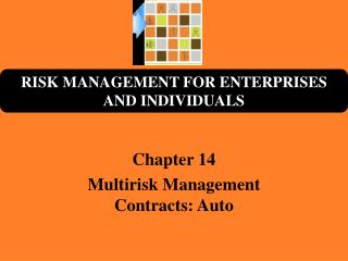 Chapter 14 Multirisk Management Contracts: Auto