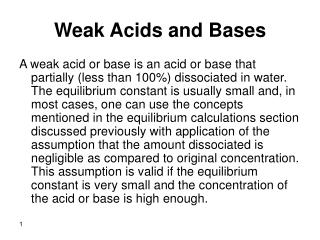 Weak Acids and Bases