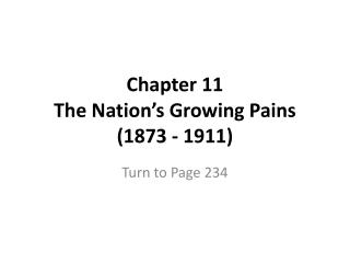 Chapter 11 The Nation’s Growing Pains (1873 - 1911)