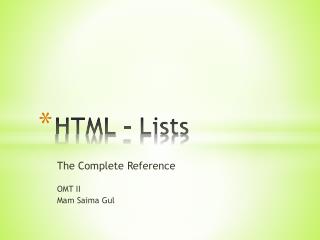 HTML - Lists