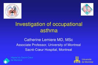 Investigation of occupational asthma