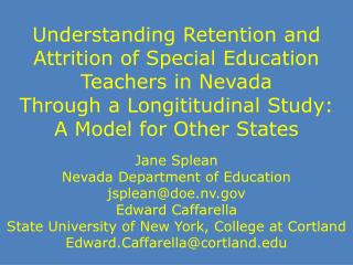 Jane Splean Nevada Department of Education jsplean@doe.nv Edward Caffarella