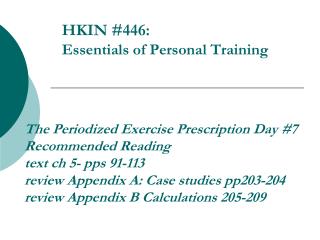 HKIN #446: Essentials of Personal Training