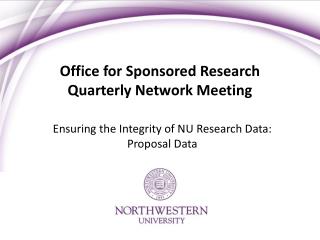 Office for Sponsored Research Quarterly Network Meeting