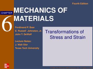 Transformations of Stress and Strain