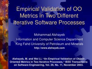 Empirical Validation of OO Metrics in Two Different Iterative Software Processes