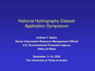 National Hydrography Dataset Application Symposium