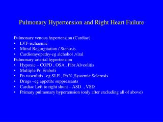 Pulmonary Hypertension and Right Heart Failure