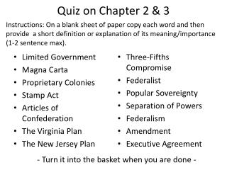 Quiz on Chapter 2 &amp; 3