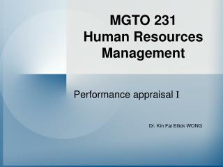 MGTO 231 Human Resources Management