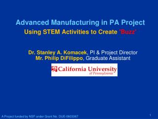 Advanced Manufacturing in PA Project Using STEM Activities to Create 'Buzz'