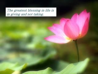 The greatest blessing in life is in giving and not taking.