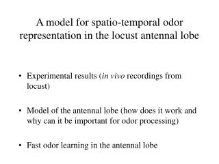 A model for spatio-temporal odor representation in the locust antennal lobe