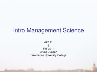 Intro Management Science