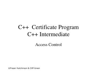 C++ Certificate Program C++ Intermediate