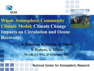 D . Kinnison, R. Garcia, D. Marsh, S. Walters, S. Tilmes NCAR, CCWG, 27 February 2007