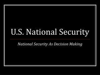 U.S. National Security