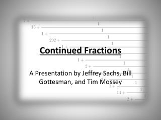 Continued Fractions